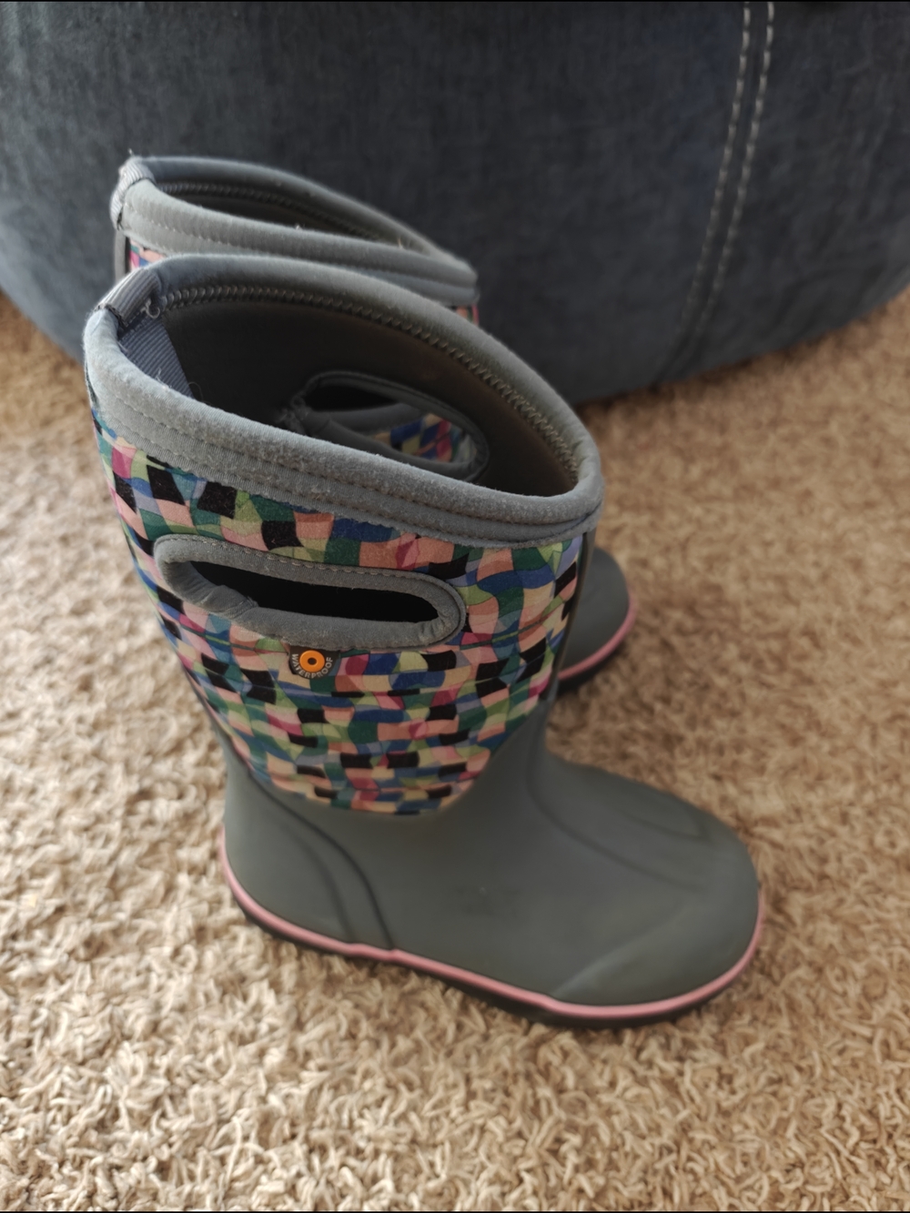 Bogs Gray Boots with Pink Accent